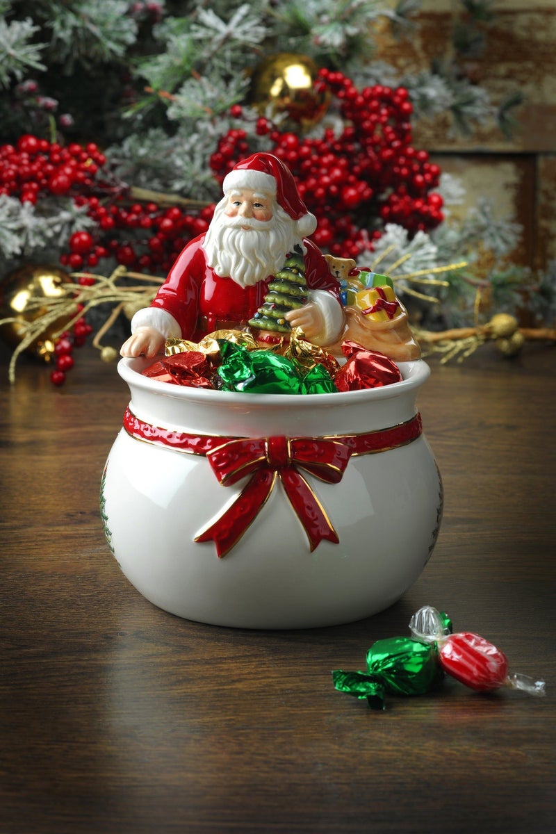 Spode Christmas Tree Candy Bowl - 7.5-Inch Earthenware Bowl for Candy, Nuts, Potpourri, Holiday DÃ©cor - Food-Safe Decorative Design with Santa & Tree Motif - Christmas Gift, Festive Tabletop Accent - Image 2